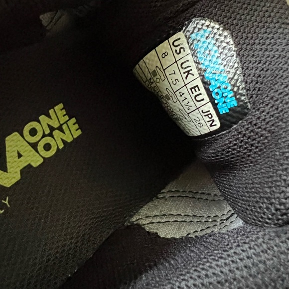 HOKA Mens Gray Yellow Blue One One Sneakers Sz 8 - Picture 14 of 15